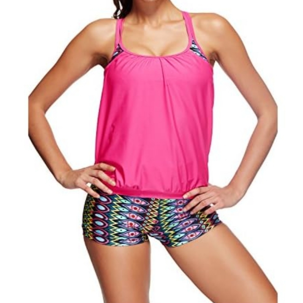 2 Piece Tribal Printed Tankini Cute bathing suit negotiable style 0007